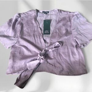 Wild Fable Light Purple Tie-Front Crop Top